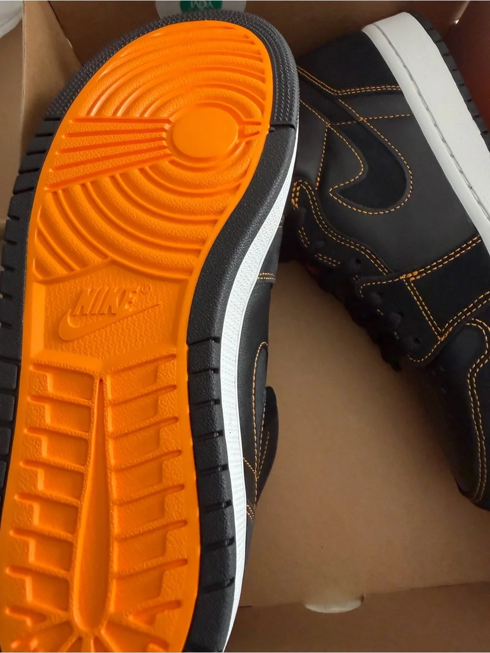 Nike Black High-Top Sneakers with Orange Stitching
